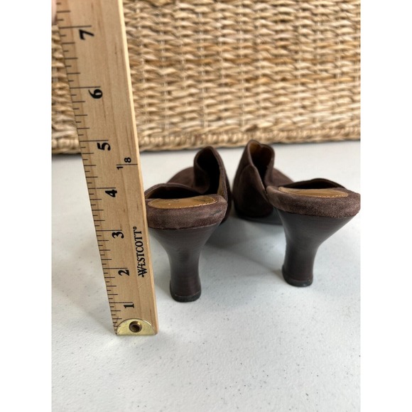 Sofft Women's Brown Suede Scalloped Heels Mules Leather Upper Size 9.5M - Picture 9 of 15
